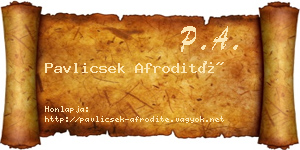 Pavlicsek Afrodité névjegykártya